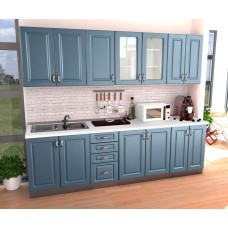 Bucatarie Zebra alba / Fronturi MDF Albastru - Varianta 2